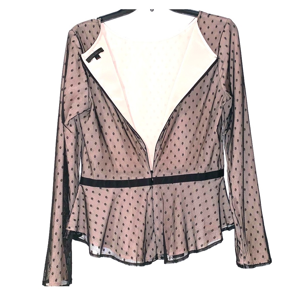 🛍Lucca Couture Sheer Black Nude Blouse Sz L